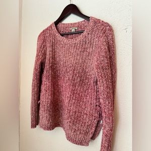 Lucky Brand Size Medium Pink Lace Up Sides Sweater